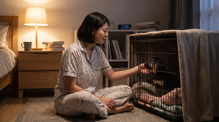 幼犬在笼子里夜里哭泣：该怎么办